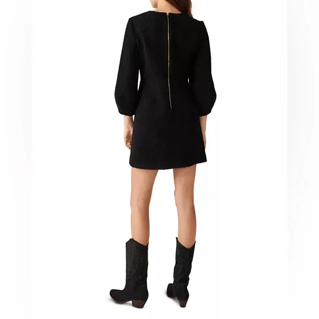 ba&sh Melba mini dress black brown virgin wool blend tweed size 8 - Image 4