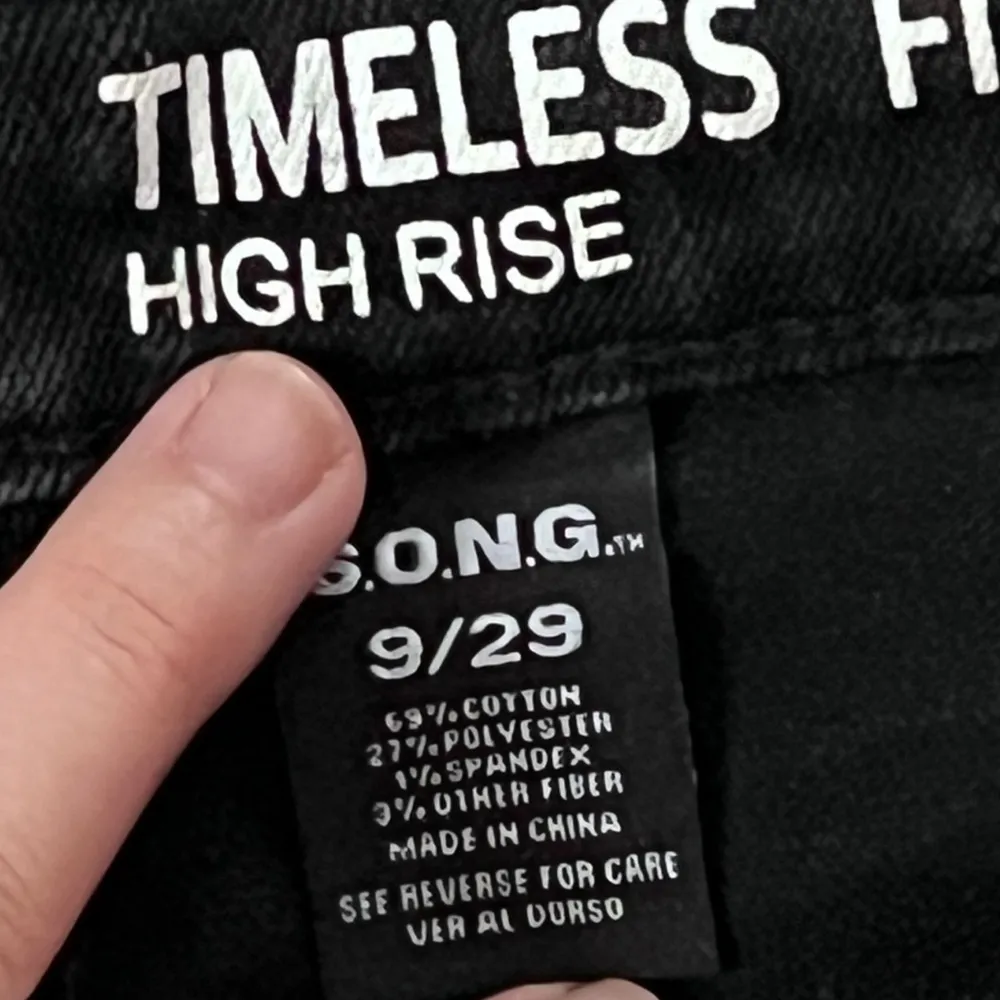 Women’s SONG Jeans Black Ripped Distressed Timeless Fit Straight Leg High Rise 9 Size 29 - Image 9