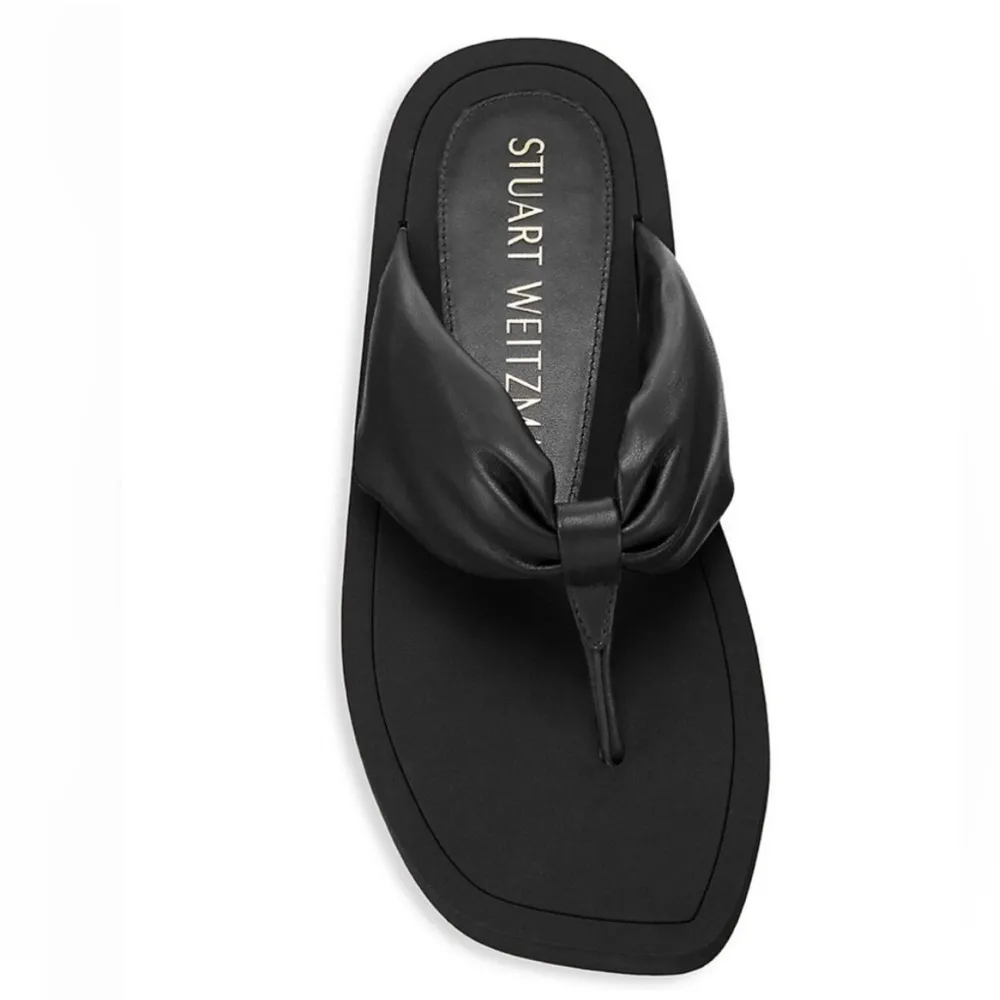 NEW Stuart Weitzman Leather Flip Flops in Black, Size US 8.5/ EU 39 - Image 2