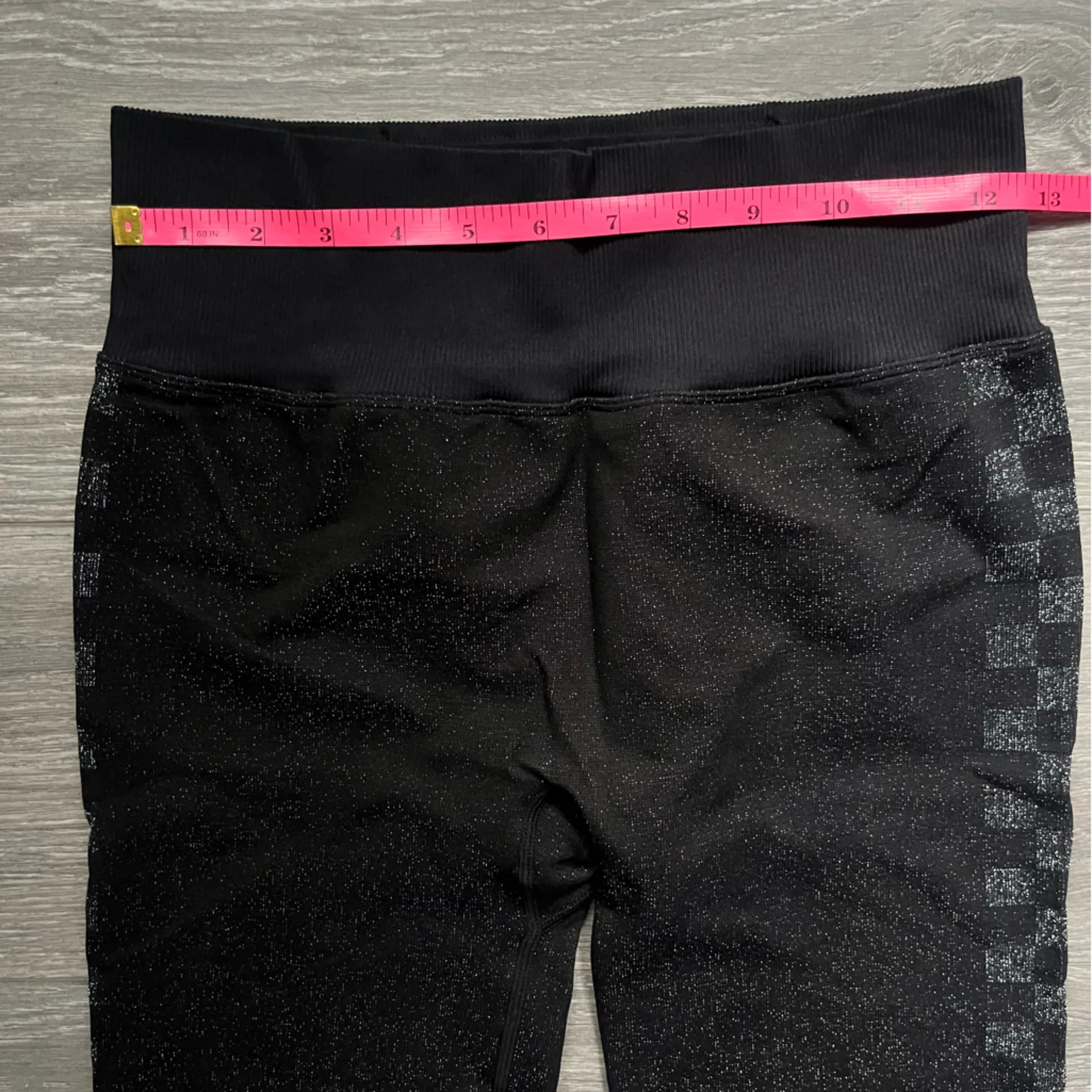 Victoria’s Secret Pink Active Black Silver Checkered High waist Leggings Size M - Image 7