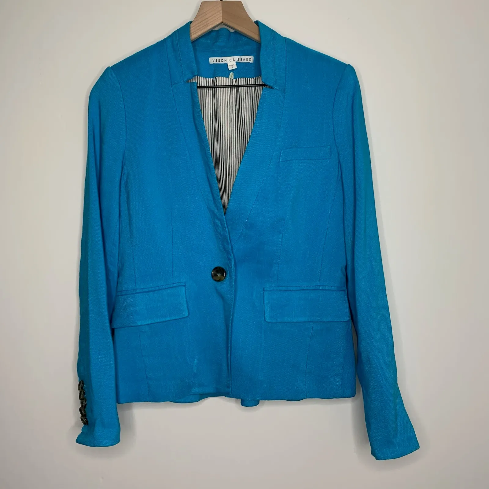 Veronica Beard Dickey Jacket Mile Turquoise Peplum Blazer Women Size 4 - Image 2