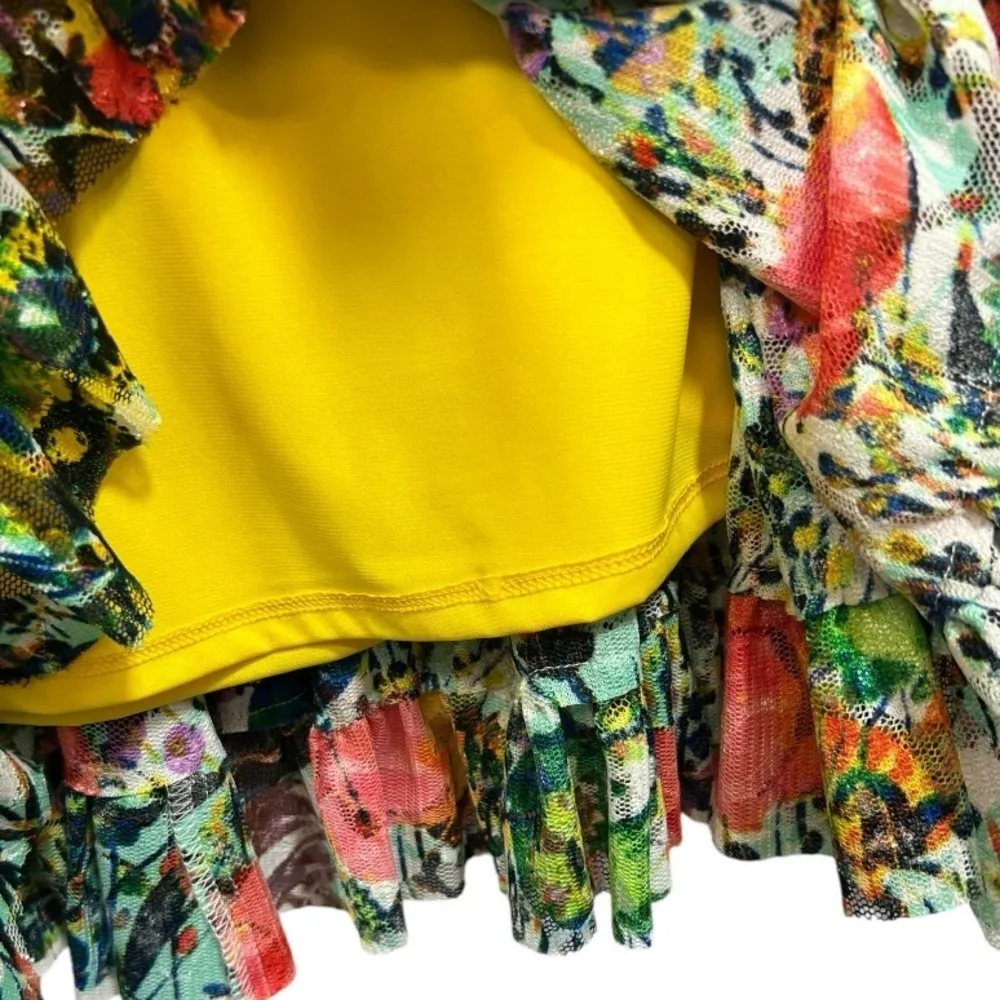 Rubber Ducky Productions Floral‎ Lace One Shoulder Mini Dress Size Medium Artsy Green - Image 9