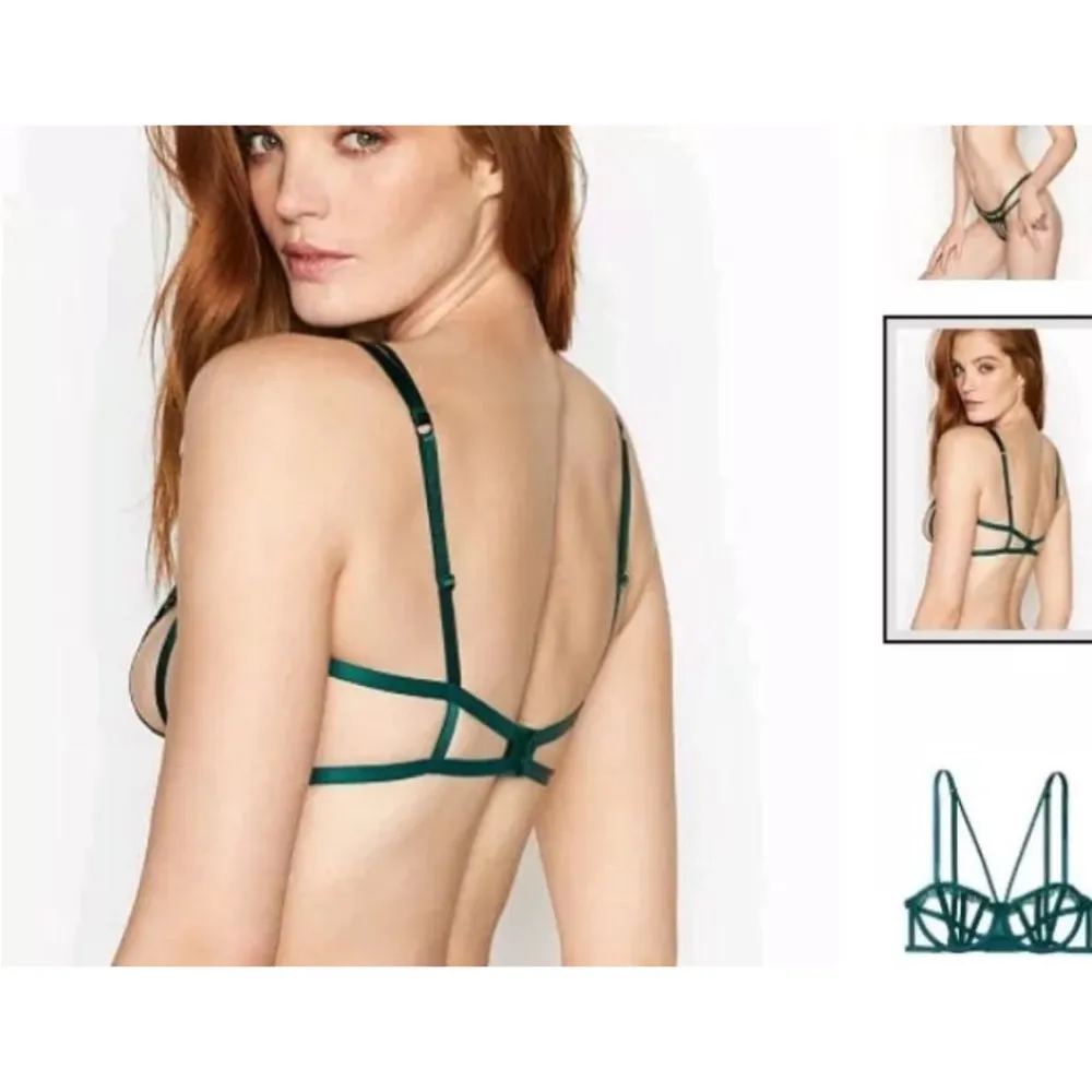 Victoria's Secret Very Sexy green strappy unlined banded harness bra 32D NWT - Image 2