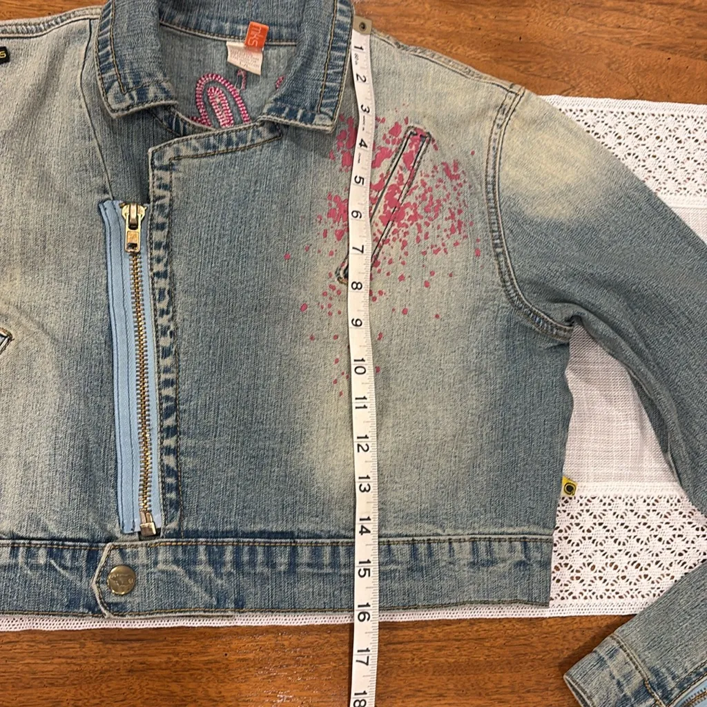 Akademiks  Denim Jacket with Pink Embroidery and Graphics - Image 8