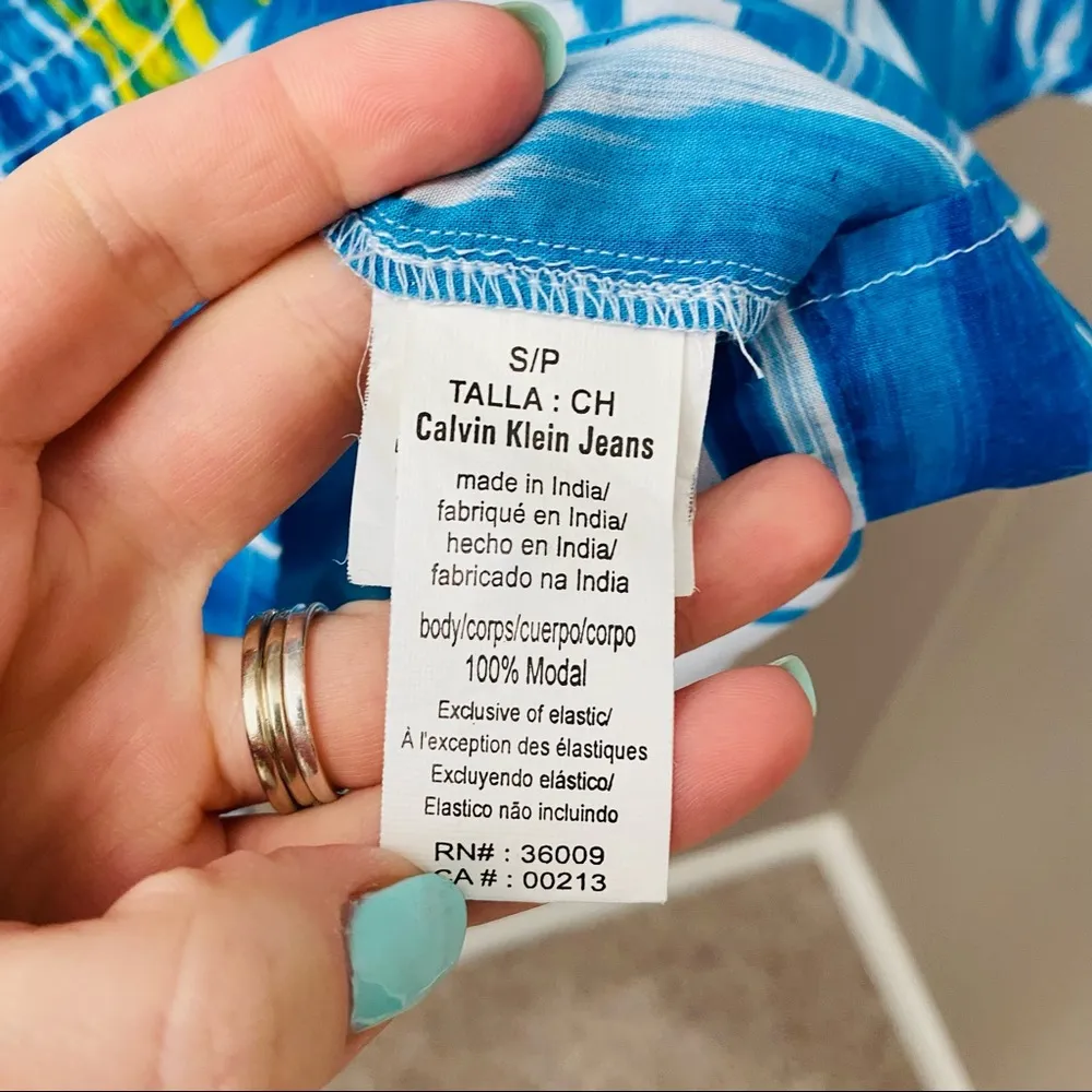 Calvin Klein Jeans Pullover Blouse Blue Sz Small - Image 8