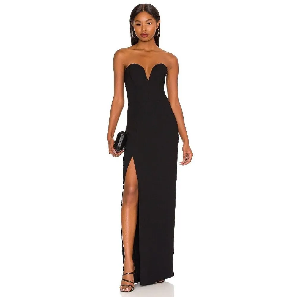 Amanda Uprichard Cherri Gown in Black XSmall New Womens Long Maxi Dress - Image 4