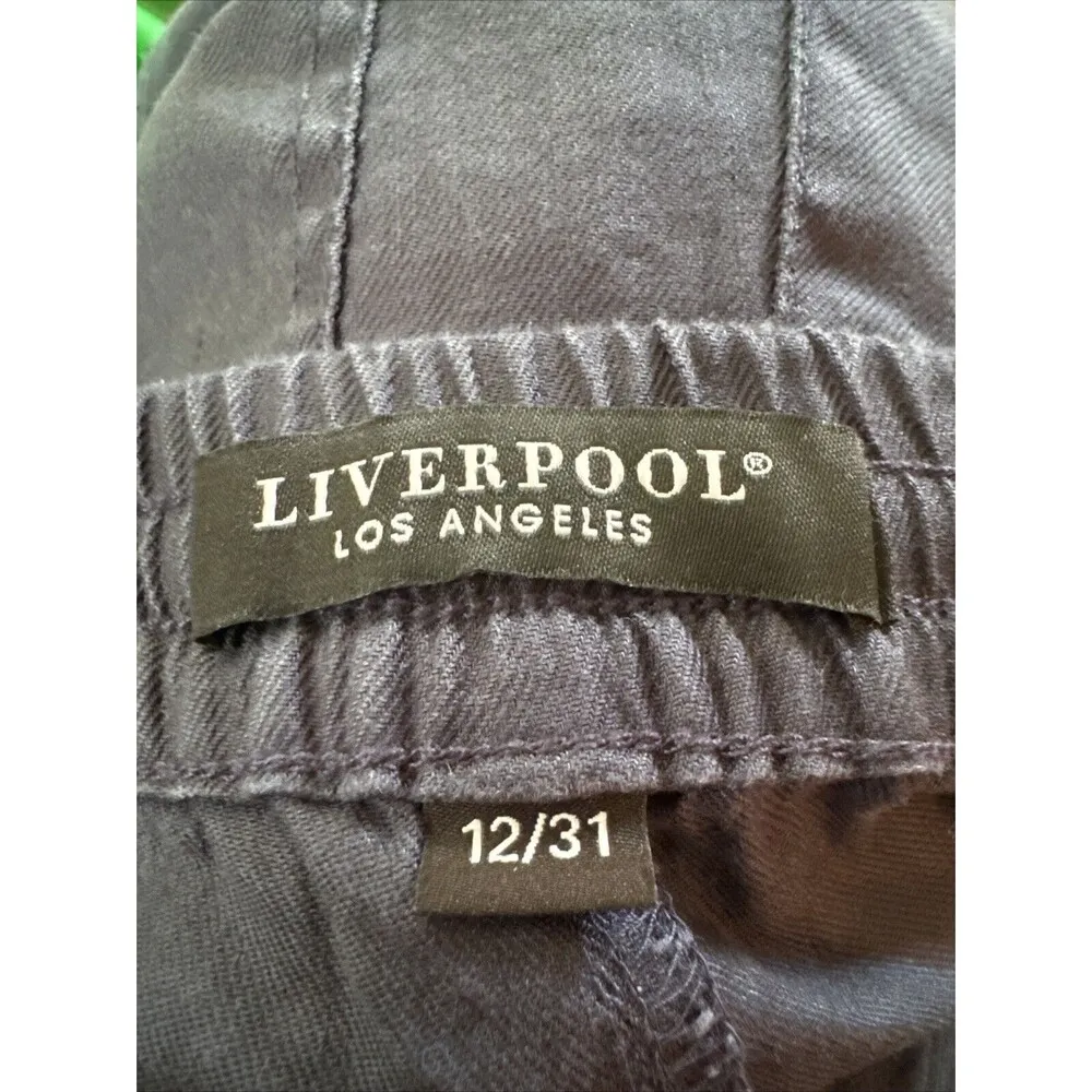 Liverpool Women's Kaitlynn Linen Stretch Palazzo Pants Size 12/31 Navy Blue New - Image 4