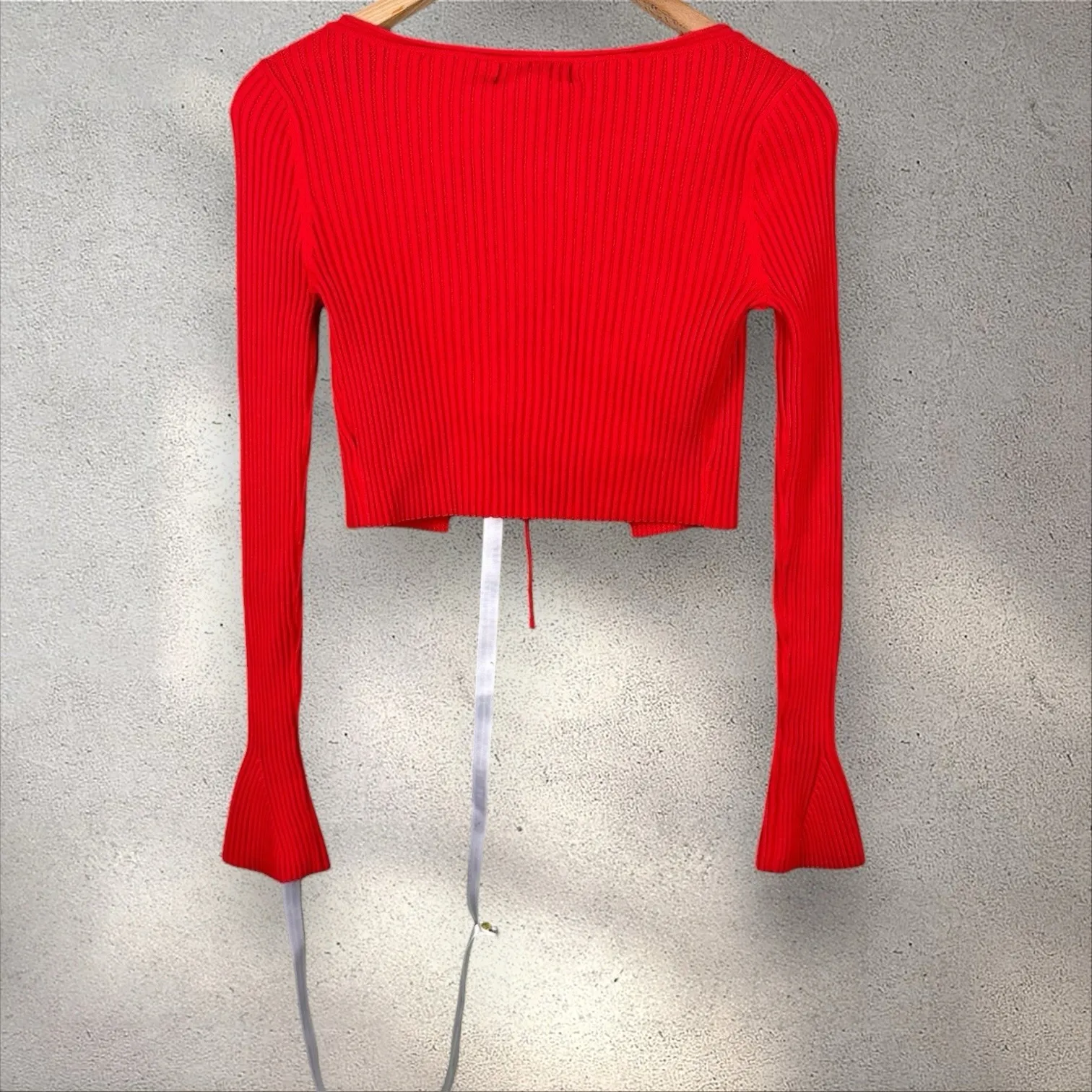 Mistress Rocks Cropped Ribbed Tenderness Cardigan Sweater Red Sz S - Image 4