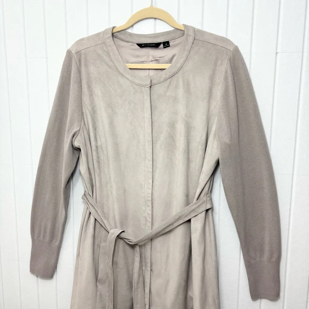 H by Halston gray faux suede knit sleeve jacket Size 16 - Image 4