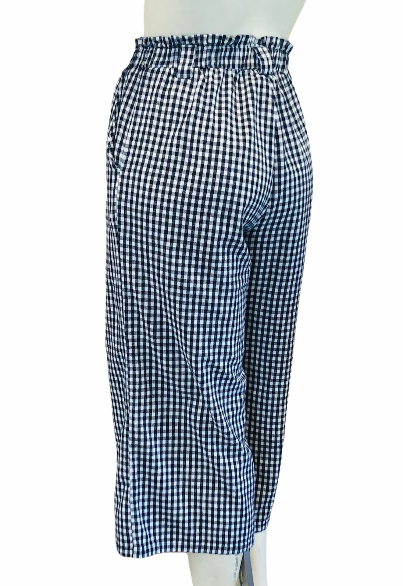 Checkered Palazzo Gaucho Wide Leg Pants - Image 3
