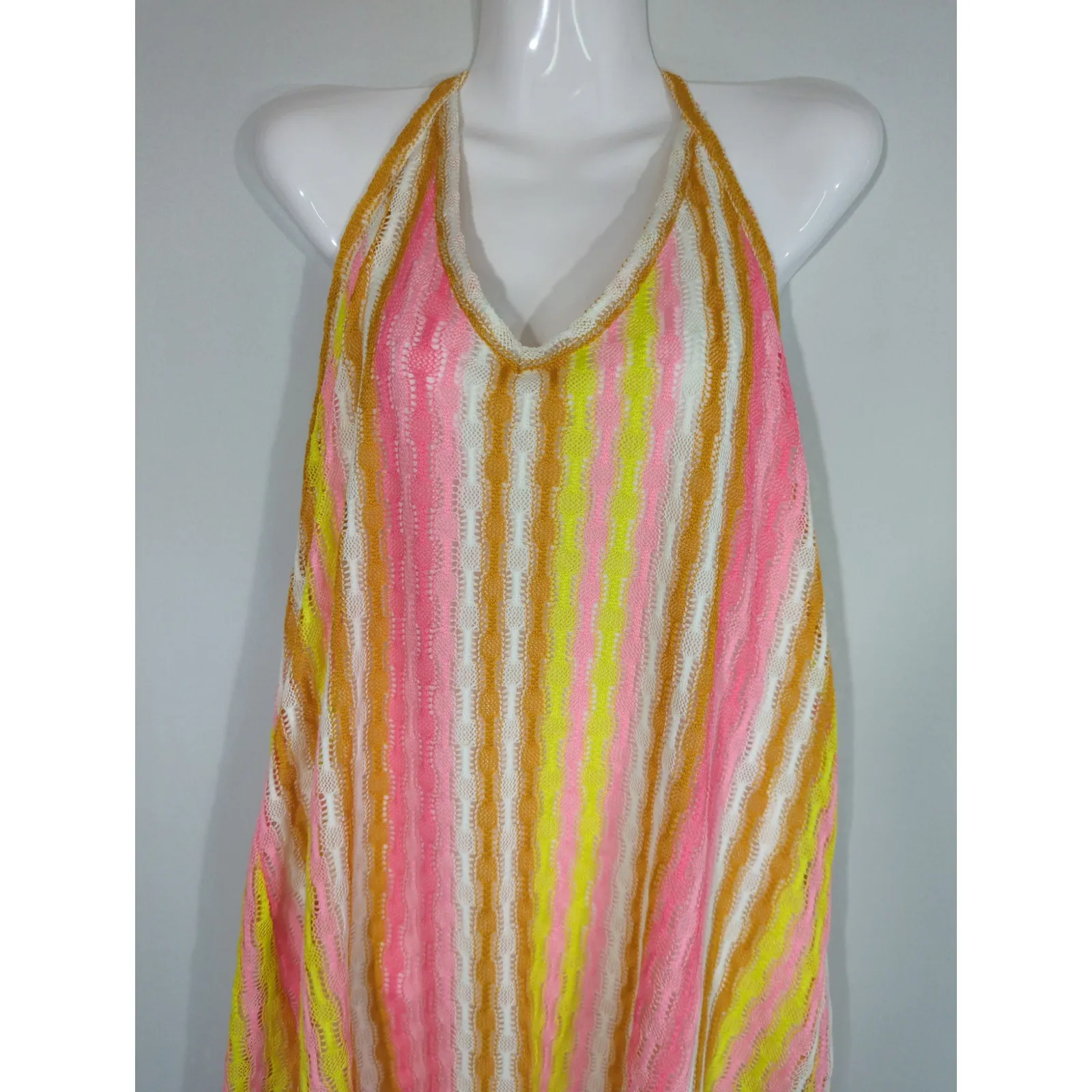 Wild Fable Multicolor Crochet Striped Halter Dress XXL NWT Vacation Coastal - Image 4