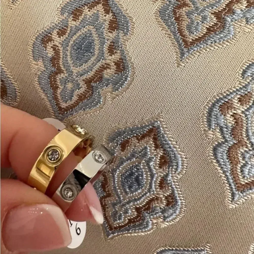 New Unisex 14k gold-plated stainless steel stone band ring,‎ Size 7 - Image 6