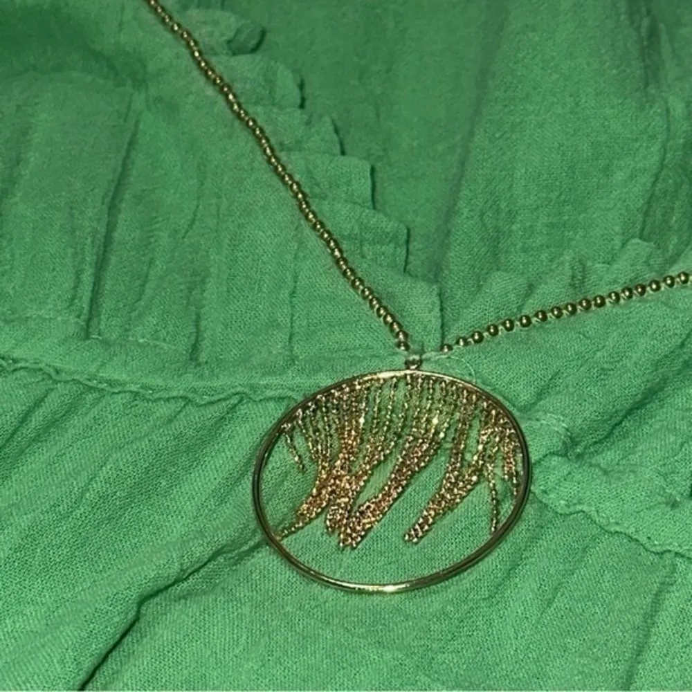 Lauren Moffatt Vintage S Gauzy Green Gold Accent Spaghetti Strap Babydoll Dress Size 2 - Image 6