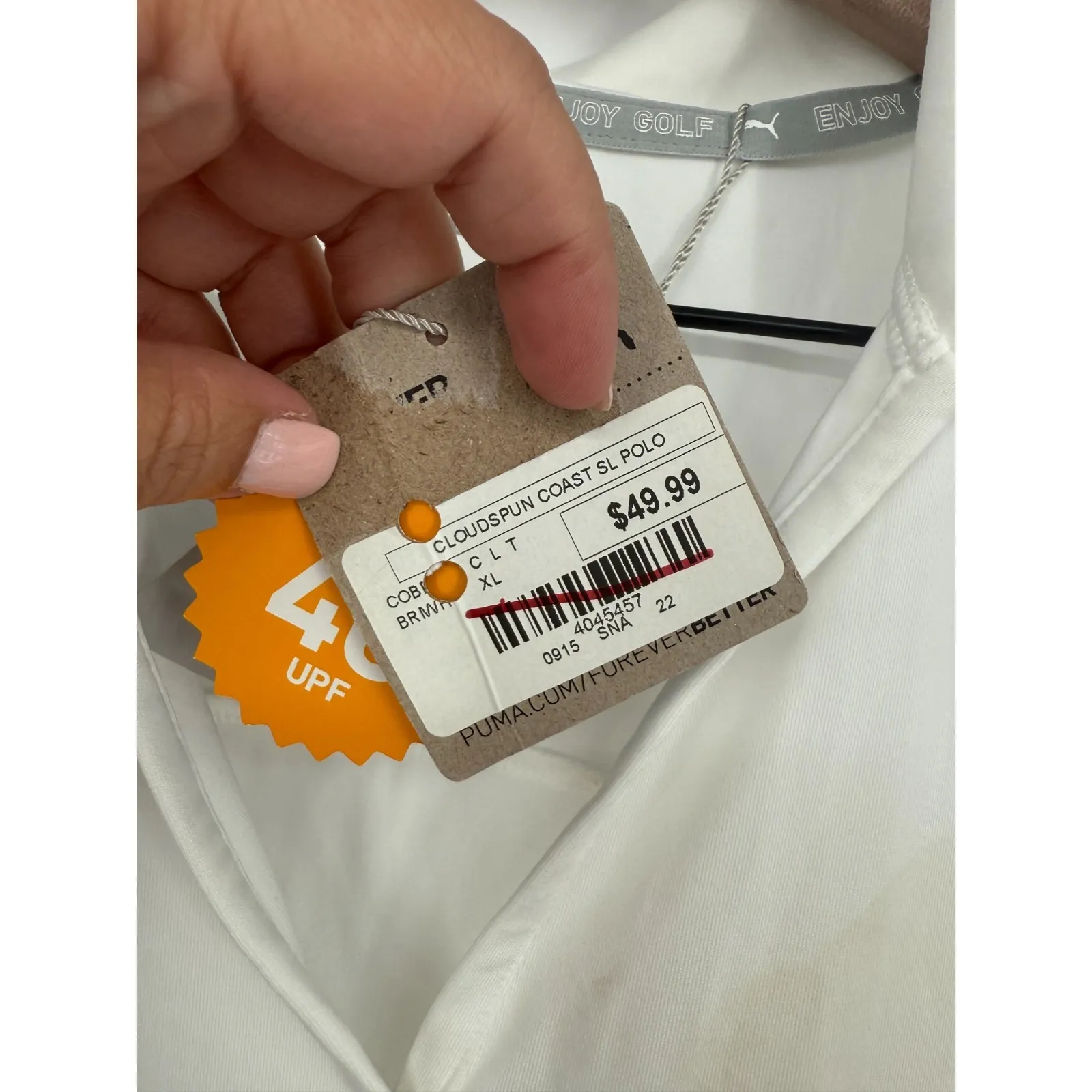 Puma Cloudspun‎ Coast Golf Polo Shirt Womens XL White Logo UPF 40 Sleeveless - Image 4