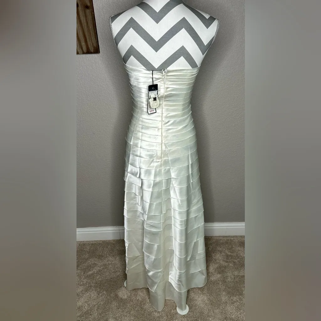 NWT BCBGMaxAzria Strapless Cream Satin Dress - Image 2