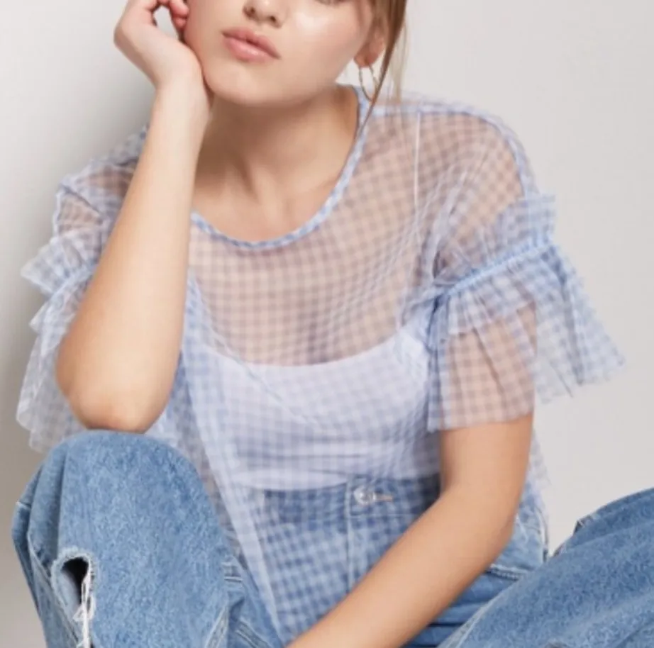 NWT Sheer Mesh Gingham Top - Image 4