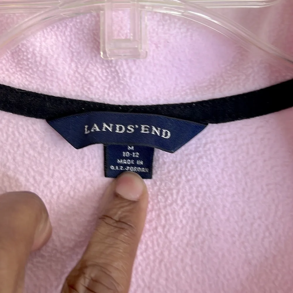 Lands End Light Pink Fleece Pullover - Size Medium (10/12) - Image 4