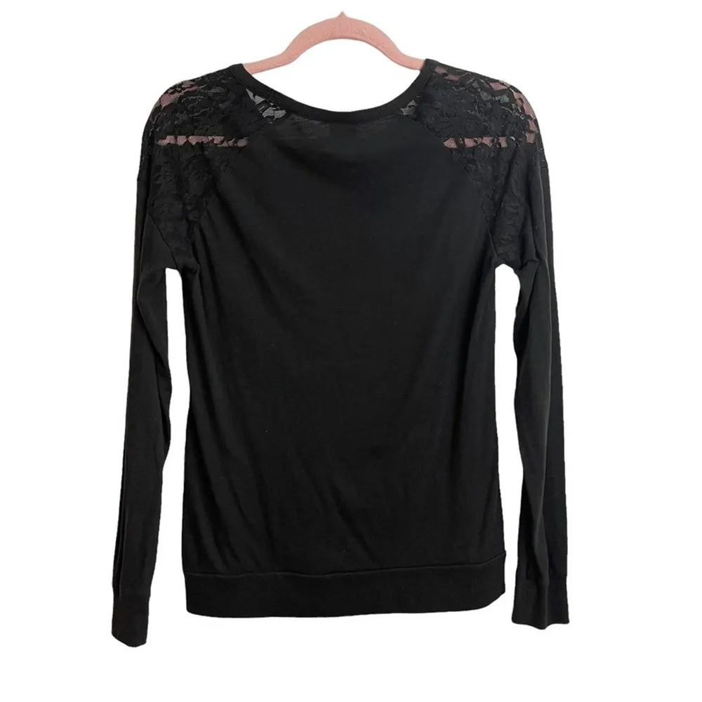 Victoria’s Secret PINK Black Lace Shoulder Long Sleeve Shirt - Image 2
