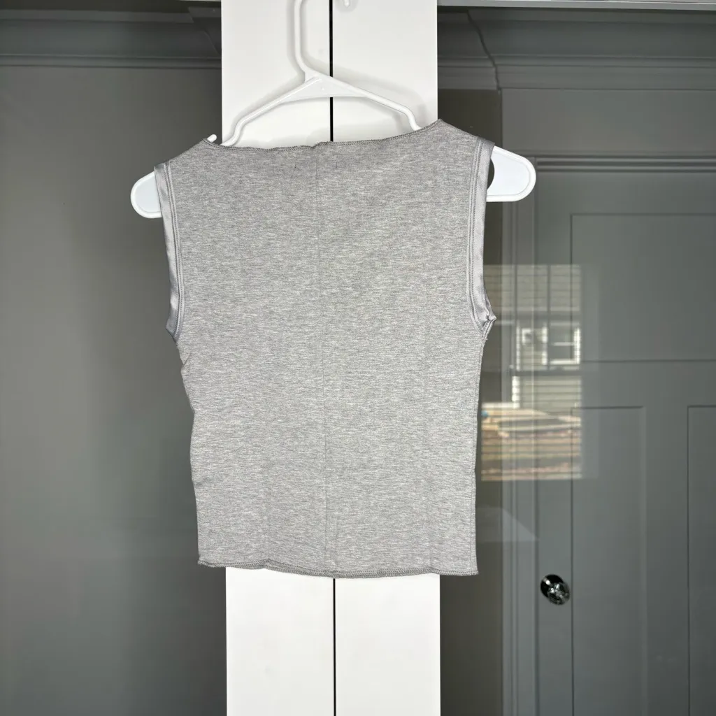 NWT J. Crew Refined Rib Shell Tank Top Gray Heather Silver - Image 3