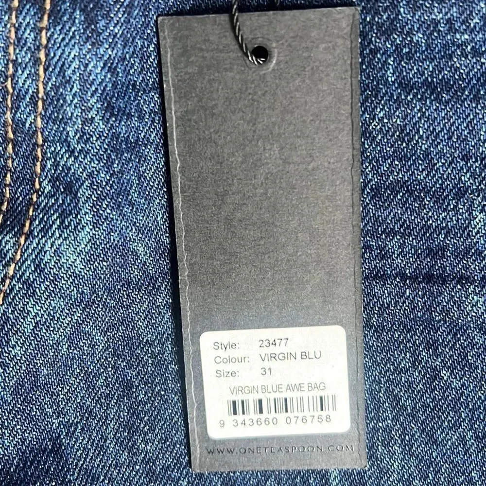 NEW one teaspoon VIRGIN BLUE AWESOME BAGGIES HIGH WAIST STRAIGHT LEG JEANS BLUE - Image 7