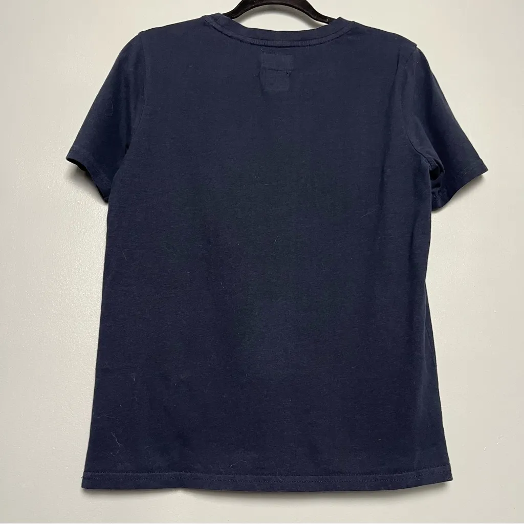 Superdry Vintage Logo Boho Sparkle T-Shirt Navy Gold Tee Women’s Size 6 - Image 3