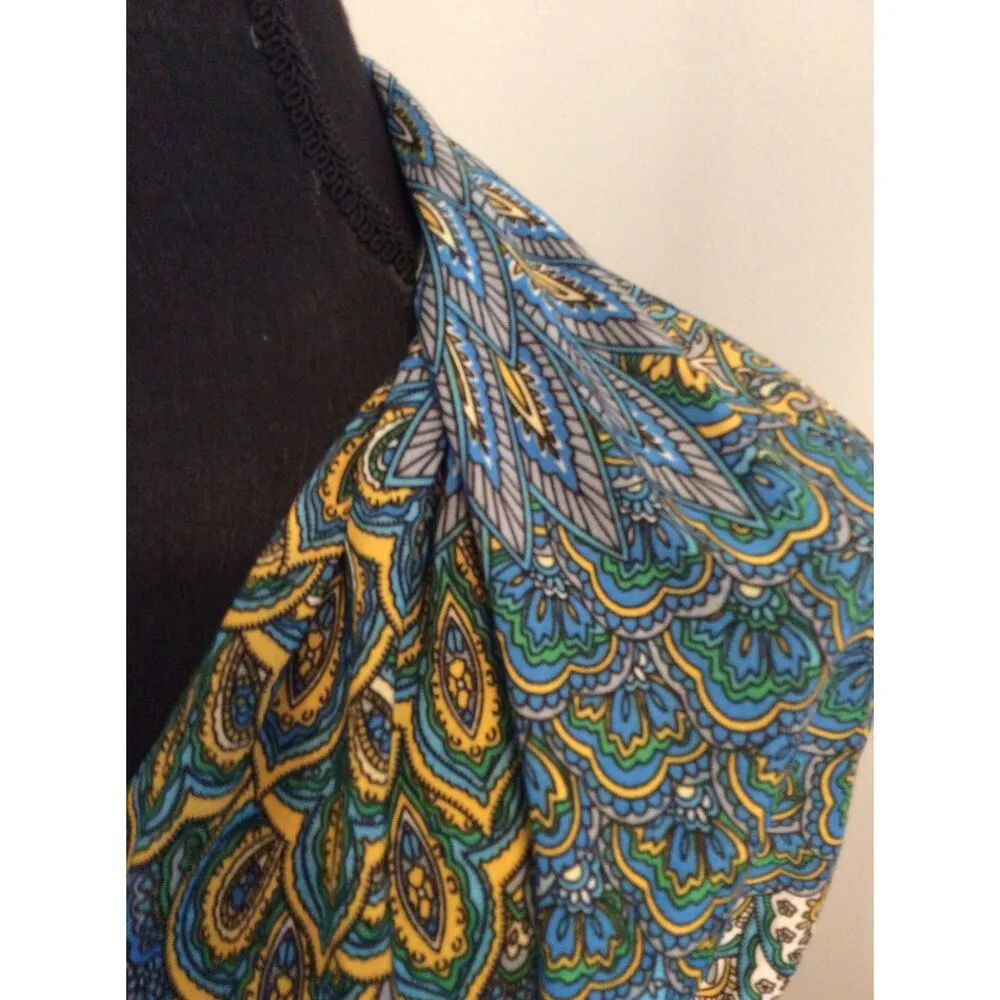 Seven Islands Plus size 1X Floral Peacock Dress Sleeveless Maxi Gathered Waist - Image 2