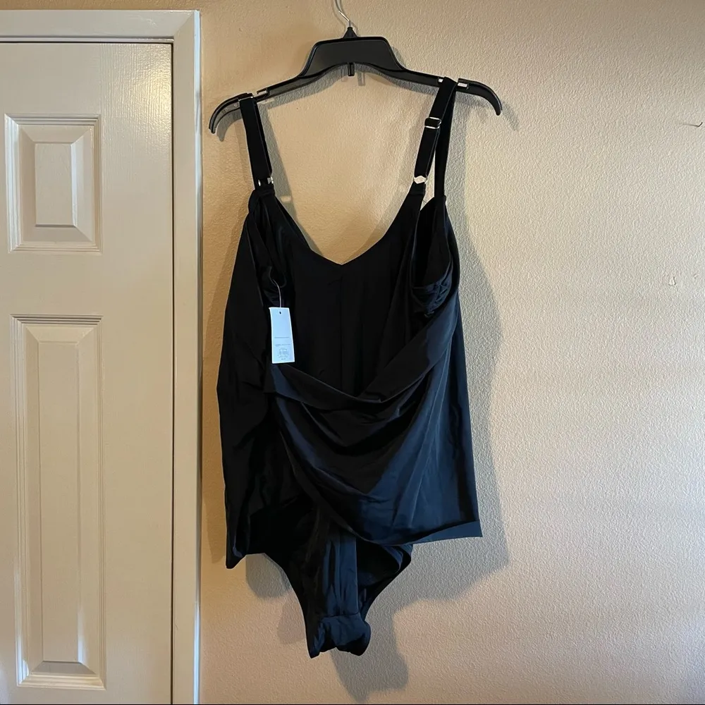 Evri Women’s Zoe Wrap One Piece Black Swimsuit Size 4X - Image 3