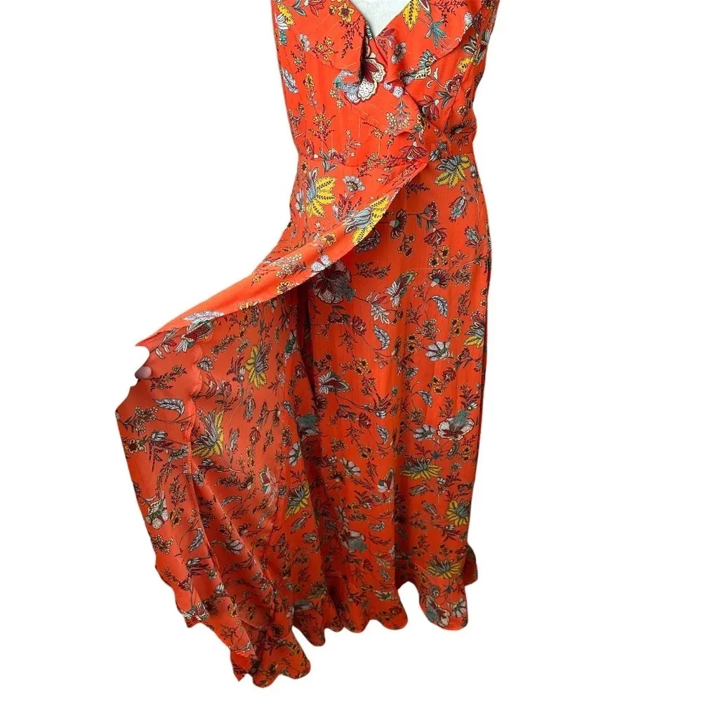 Molly Bracken Floral Ruffle Cutout Maxi Dress L | Coastal Beach Resort Vacation - Image 7