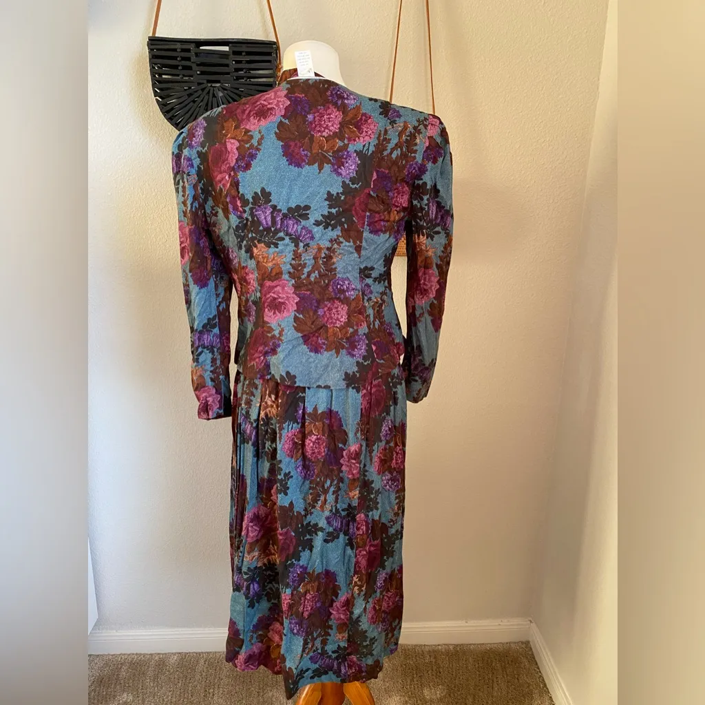 Vintage Jessica Howard Floral Pink 2 Piece Skirt Set, Size 10 - Image 8