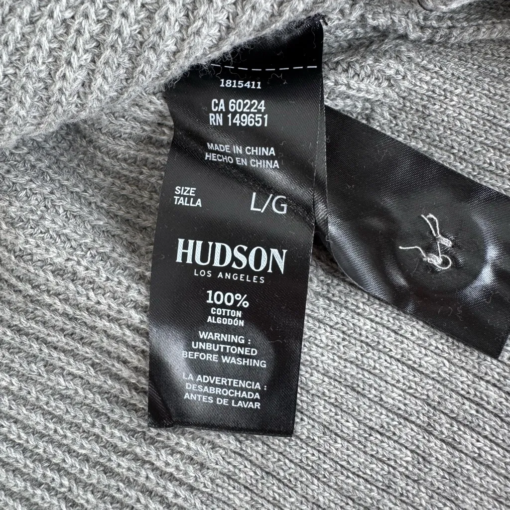 Hudson Light Gray Ribbed V Neck Cotton Cardigan Sweater Size Large NWT - Image 8