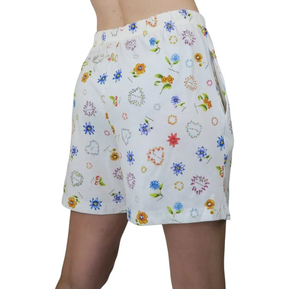 Vintage 90s Floral Shorts White Size M - Image 3
