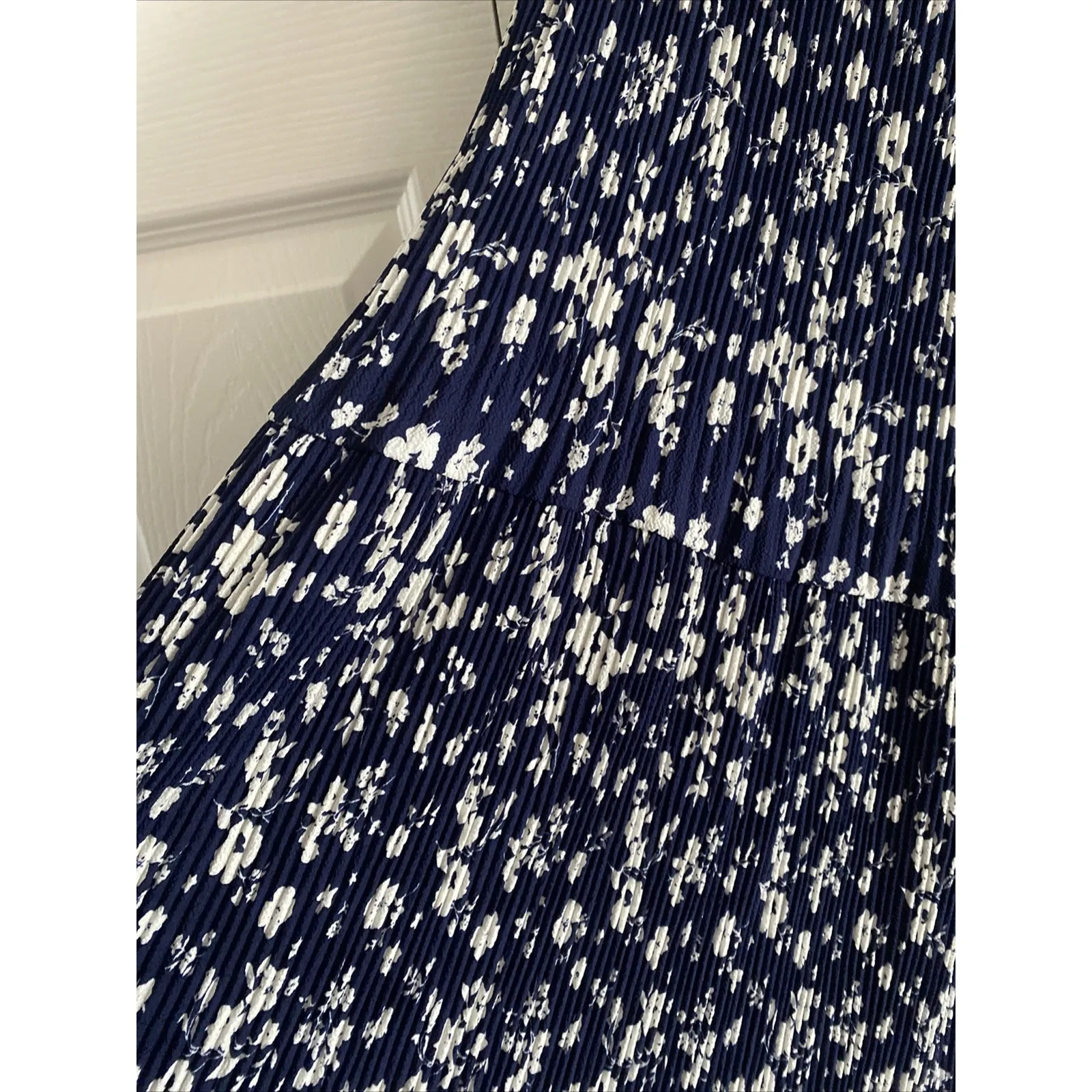 Alice Blue Womens XL‎ Navy Floral Pleated MIDI Skirt Cottagecore - Image 3
