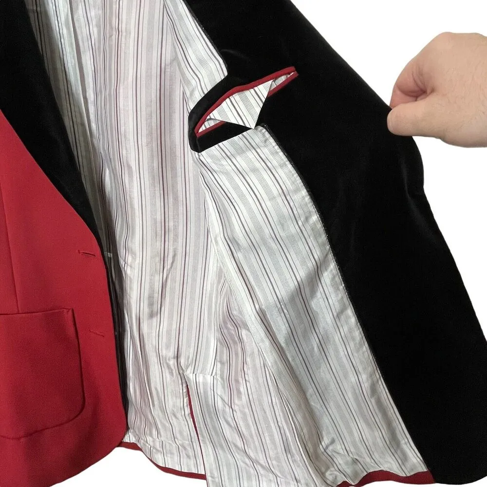 Racil Suit Jacket Virgin Wool 2 Button Jacket Red Black Blazer Size Fr. 36 US 4 - Image 9