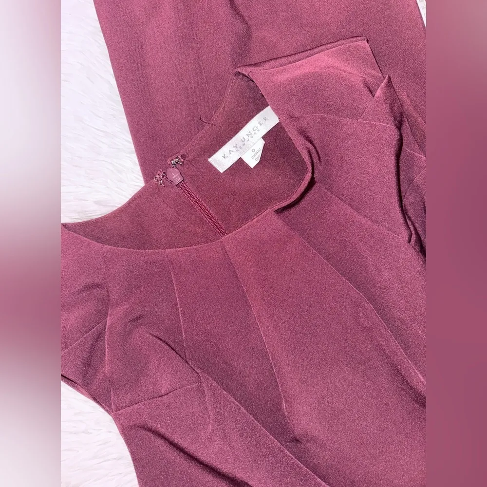 NWOT Kay Unger Zeda Crepe Dress Burgundy Pantsuit - Image 8