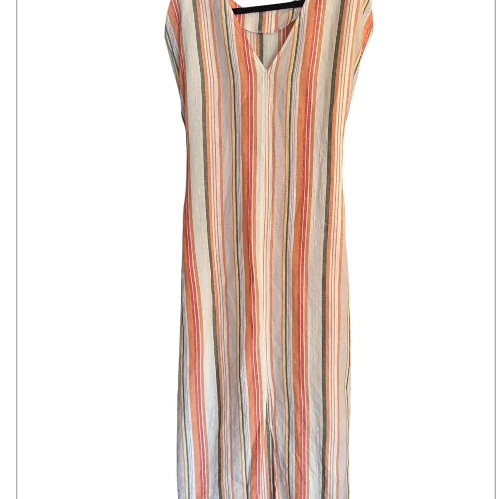 Striped Multicolor Linen Maxi Dress - Image 2