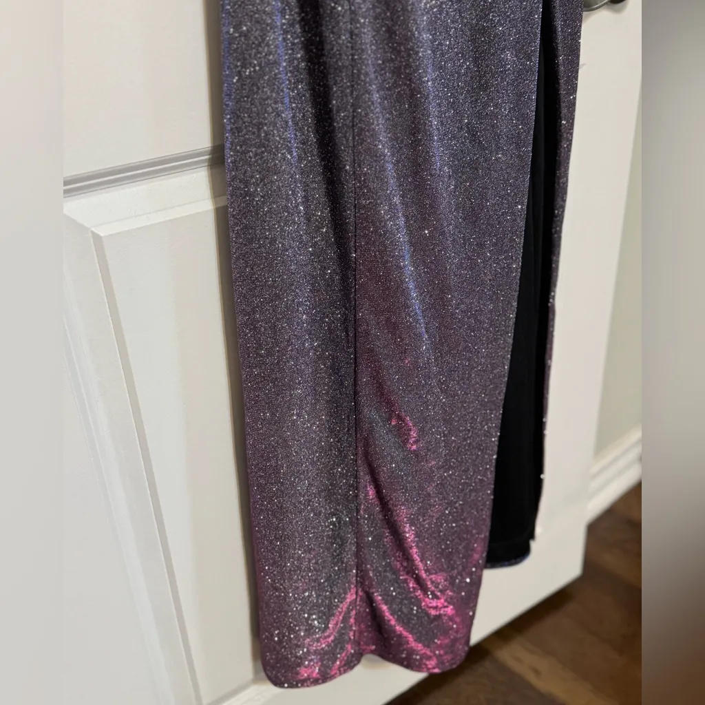 Juniors Dear Moon High Neck Cutout Back Iridescent Shimmer Formal Party Dress 13 - Image 6