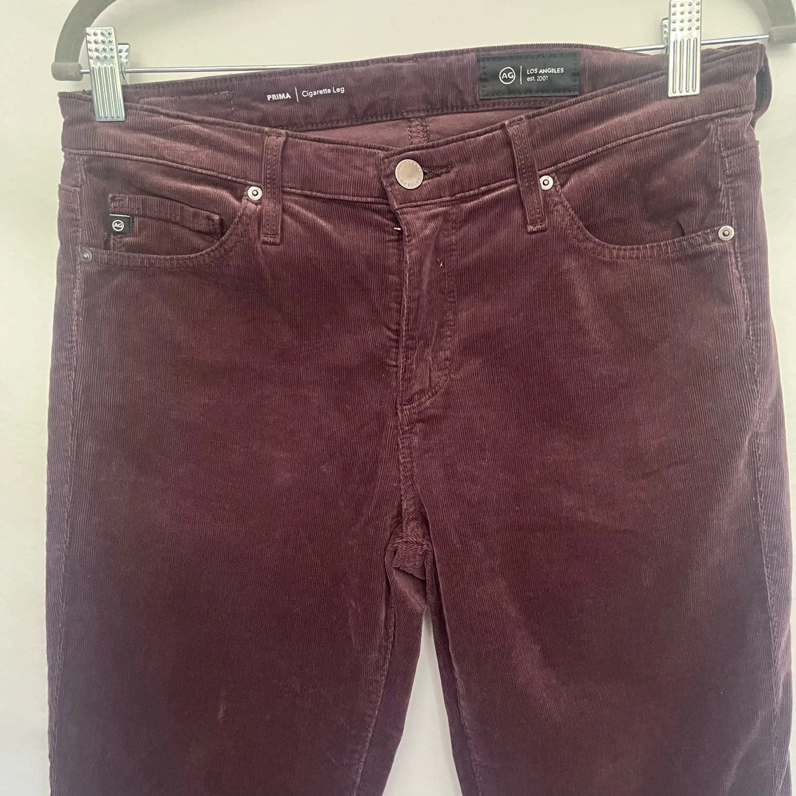 AG Adriano Goldschmied Corduroy Womens Pants Sz 27 Y2k Preppy Fall Cigarette Brown - Image 2