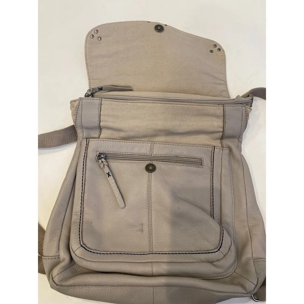 The Sak Gray Convertible Snap Backpack Crossbody Bag Purse Leather OS Pockets - Image 3