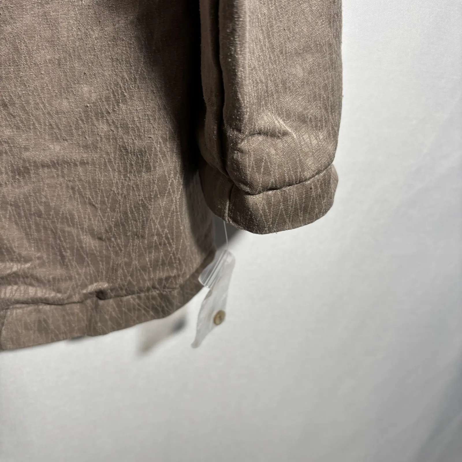 NWT Linden Hill Washable Silk Beige Jacket Blouse Top Buttons Lagenlook M Office Tan Size M - Image 6