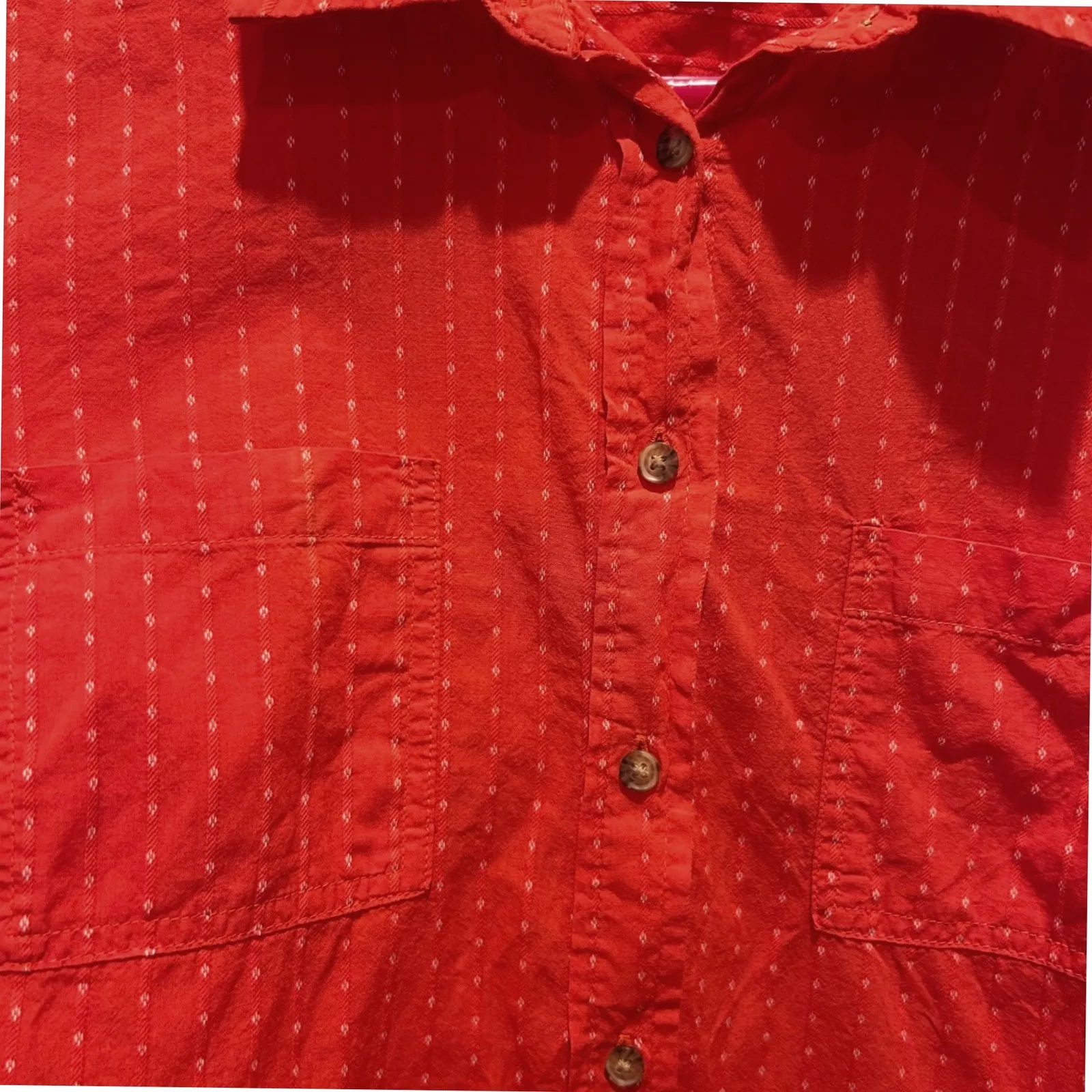 Merona‎ Orange Textured Dot Print Button Down Shirt Women's Large Career Office - Image 3