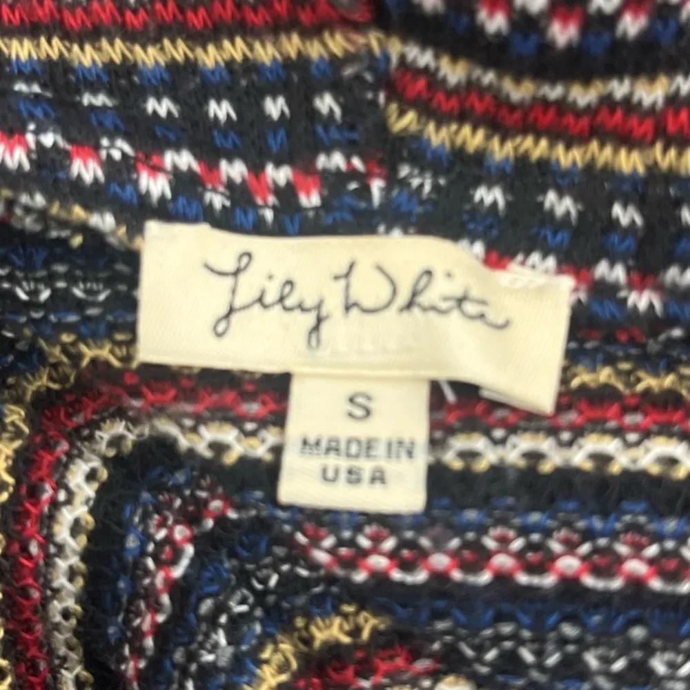 Lilly White Country BOHO Open Front Cardigan Tassle Striped Y2K Size Small - Image 5