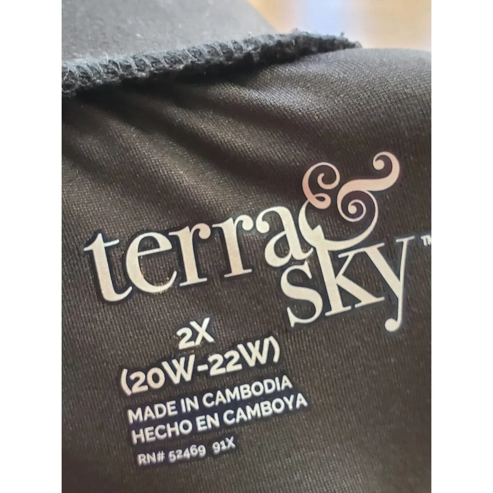 Terra & Sky Women Solid Black Polyester Comfort Waist Knee Length Skirt Size 2X - Image 8