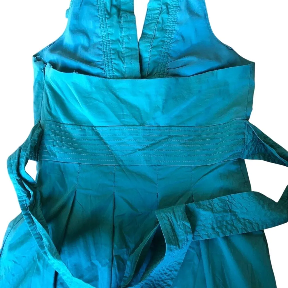 BCBG Maxazria ruffled halter neck Green midi formal dress size 0 - Image 8