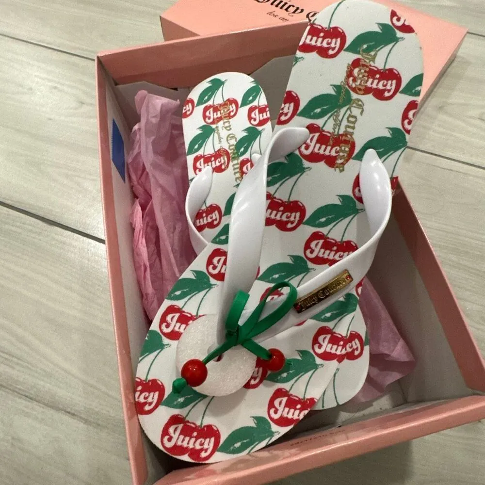 NIB Juicy Couture cherry platform flip flops sandals size 8 Looks like vintage - Image 2