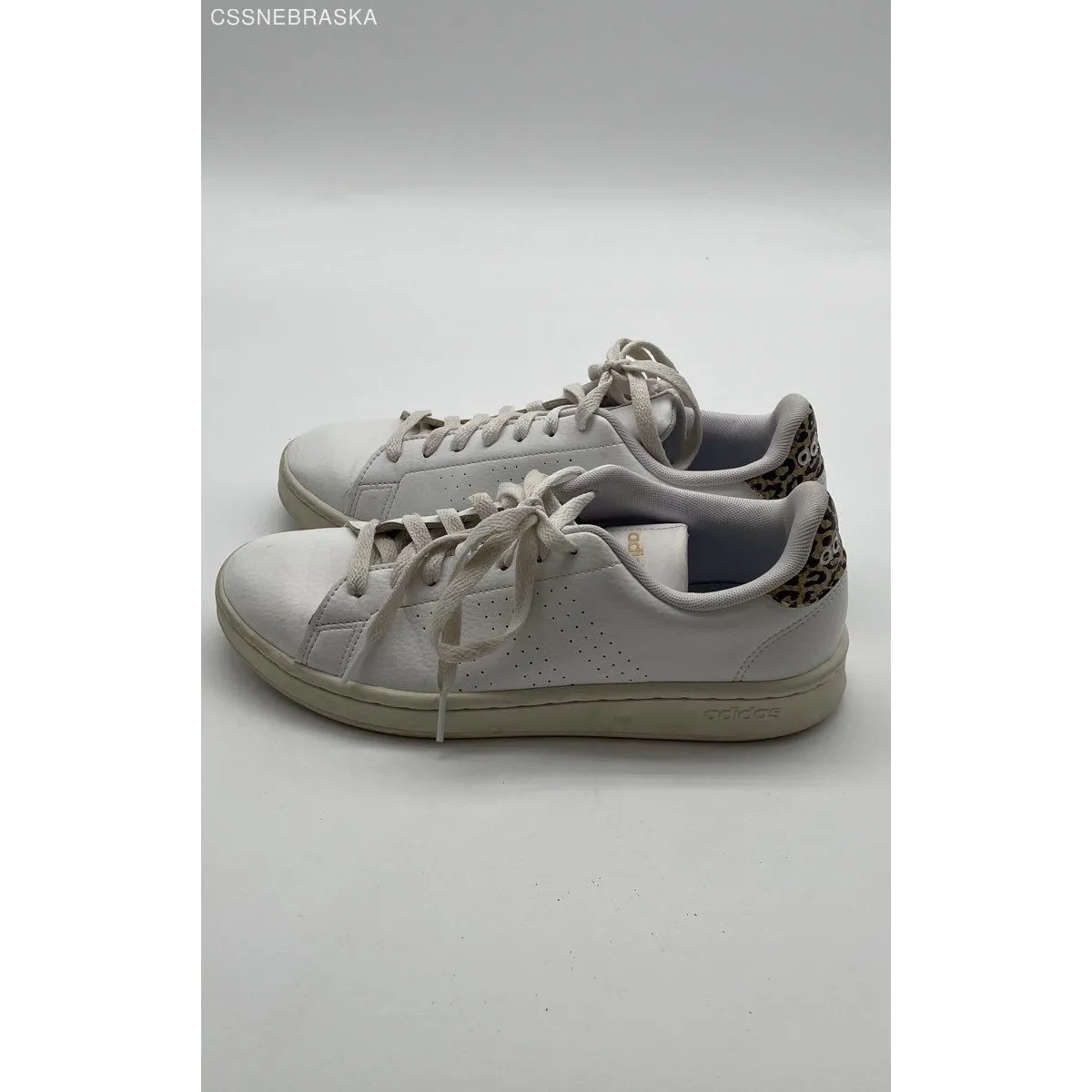Adidas White Sneakers Womens Leopard Advantage Low Top Lace Up Shoes -‎ Size 8.5 - Image 2