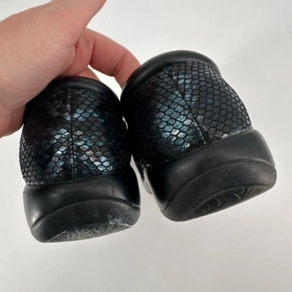 Alegria Women's Kar-468X Snakeskin Leather Oceanic Clog Shoes Black Blue Size 43 - Image 8