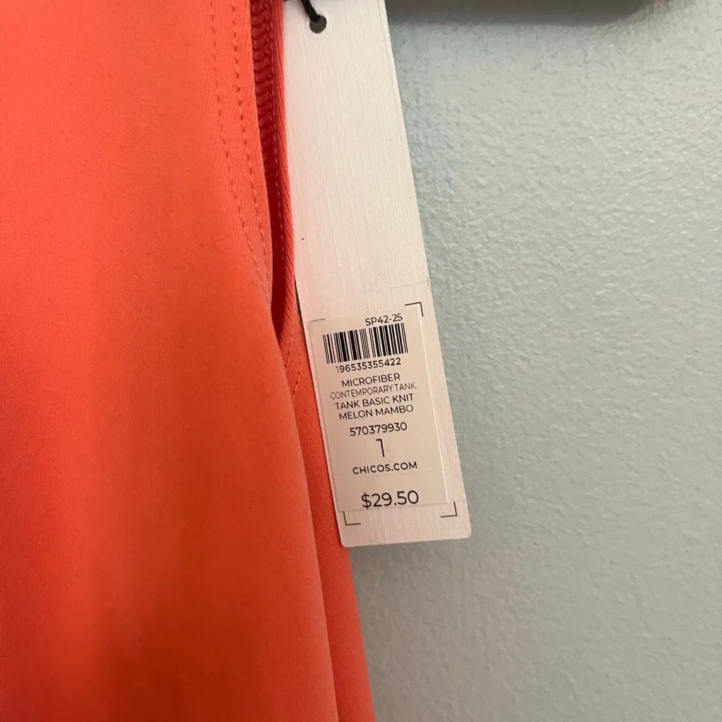 Chico's  NWT Microfiber Orange‎ Tank Size 1 - Image 3