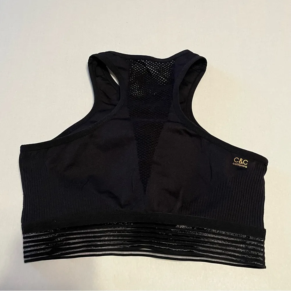 C&C California Womens Size Large Black Sports Bra Nylon Spandex Athletic Workout - Image 7