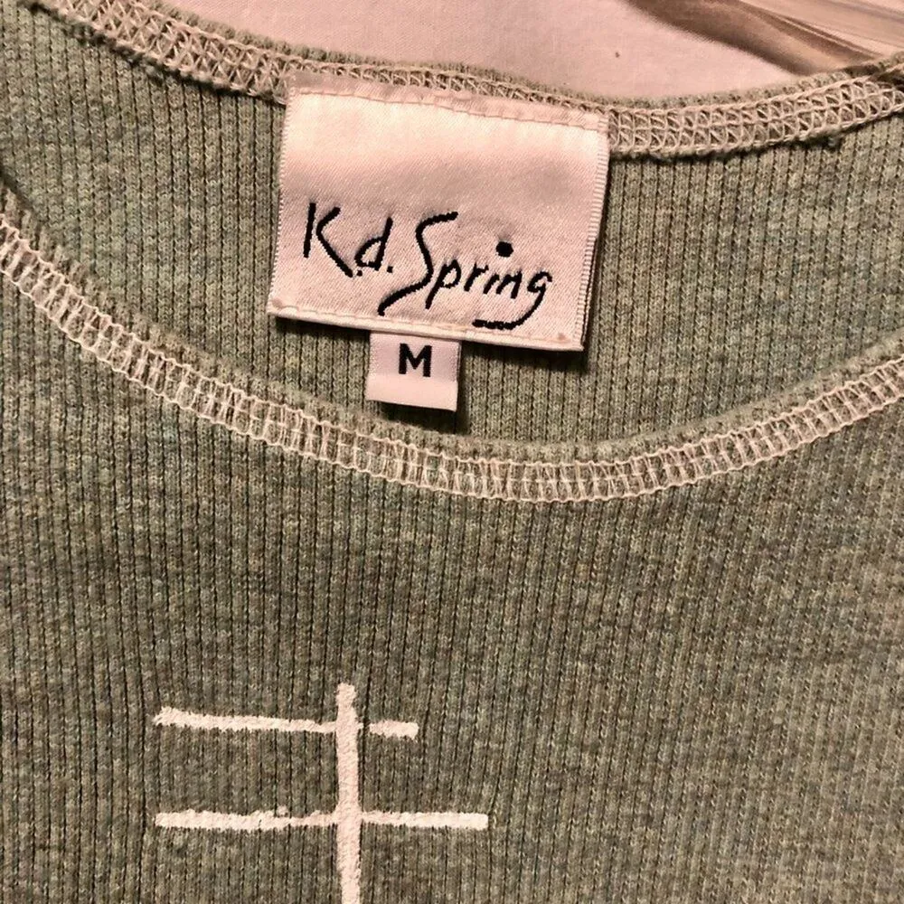RARE 90’s KD Spring Blouse Popover Top Abstract Pullover Shirt S/M Stretch Green Size M - Image 3