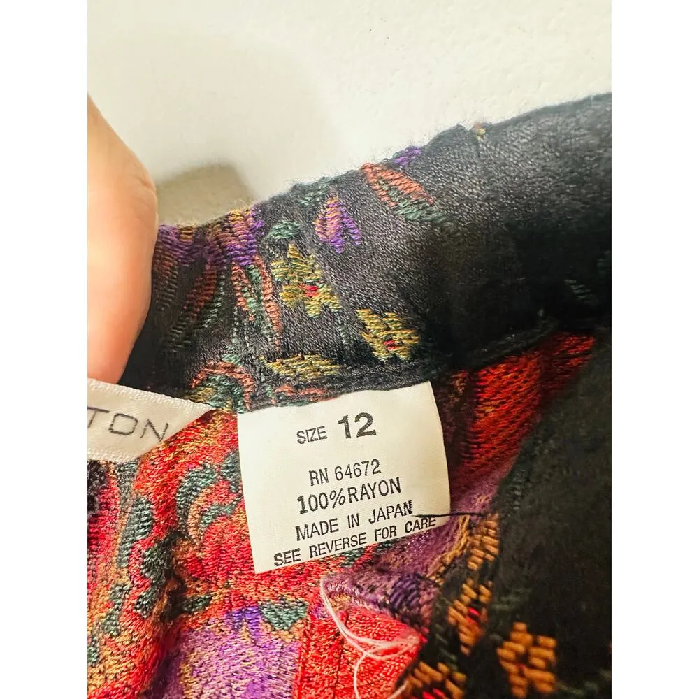 Vintage ANNE PINKERTON Floral Blazer Oversized Pants Set 90s Retro Size 12 Black - Image 3